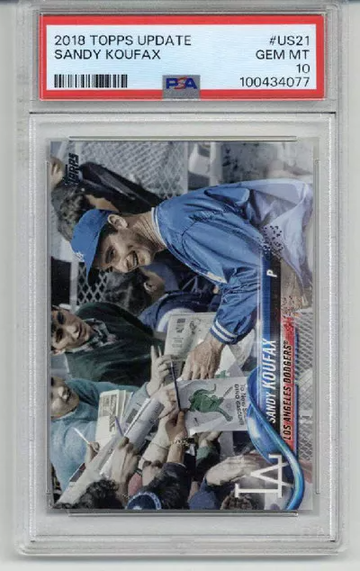 2018 TOPPS UPDATE #US21 SANDY KOUFAX CARD LOS ANGELES DODGERS PSA 10 LOW POP