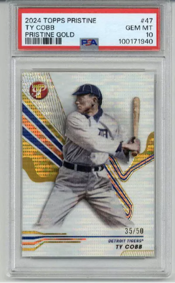 2024 TOPPS PRISTINE PRISTINE GOLD #47 TY COBB CARD TIGERS /50 PSA 10 LOW POP