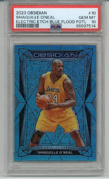 2023 PANINI OBSIDIAN EE BLUE FLOOD FOTL SHAQUILLE O'NEAL /16 PSA 10 LOW POP