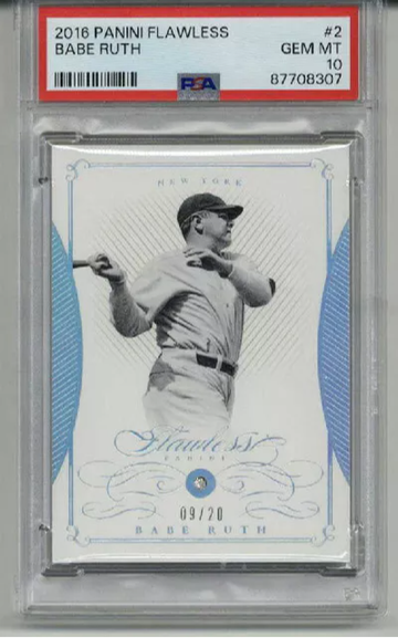 2016 PANINI FLAWLESS #2 BABE RUTH /20 NEW YORK YANKEES PSA 10 LOW POP 3 RARE