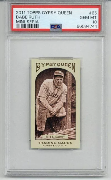 2011 TOPPS GYPSY QUEEN MINI SEPIA BABE RUTH CARD /99 YANKEES PSA 10 LOW POP
