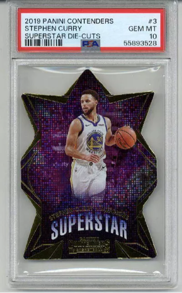 2019 PANINI CONTENDERS SUPERSTAR DIE CUTS #3 STEPHEN CURRY WARRIORS PSA 10 RARE