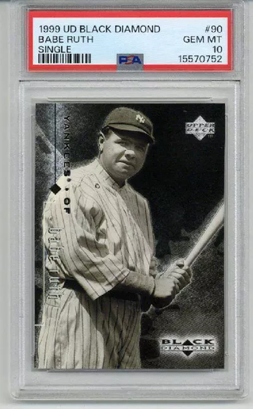 1999 UPPER DECK BLACK DIAMOND SINGLE #90 BABE RUTH CARD YANKEES PSA 10 LOW POP