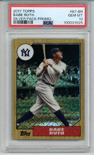 2017 TOPPS SILVER PACK PROMO #87-BR BABE RUTH YANKEES PSA 10 LOW POP RARE