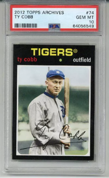 2012 TOPPS ARCHIVES #74 TY COBB BASEBALL CARD DETROIT TIGERS PSA 10 LOW POP RARE