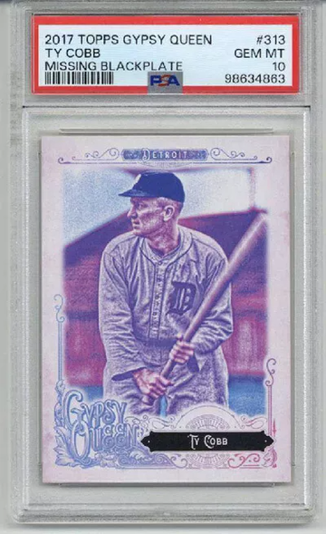 2017 TOPPS GYPSY QUEEN MISSING BLACKPLATE #313 TY COBB CARD TIGERS PSA 10