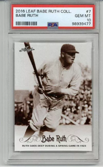 2016 LEAF BABE RUTH COLLECTION #7 BABE RUTH NEW YORK YANKEES PSA 10 LOW POP