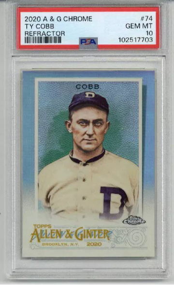 2020 TOPPS ALLEN & GINTER CHROME REFRACTOR #74 TY COBB CARD TIGERS PSA 10