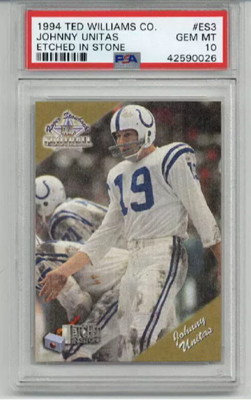 1994 TED WILLIAMS CO. ETCHED IN STONE #ES3 JOHNNY UNITAS CARD COLTS PSA 10
