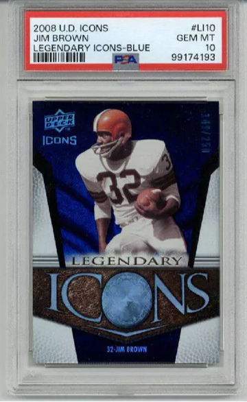 2008 UPPER DECK ICONS LEGENDARY ICONS BLUE JIM BROWN /250 BROWNS PSA 10