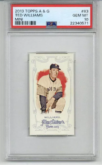 2013 TOPPS ALLEN & GINTER MINI TED WILLIAMS CARD BOSTON RED SOX PSA 10 LOW POP