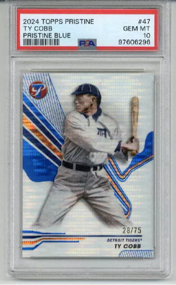 2024 TOPPS PRISTINE PRISTINE BLUE TY COBB TIGERS /75 PSA 10 LOW POP