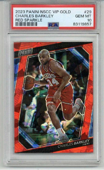 2023 PANINI NSCC VIP GOLD RED SPARKLE #29 CHARLES BARKLEY /199 PSA 10