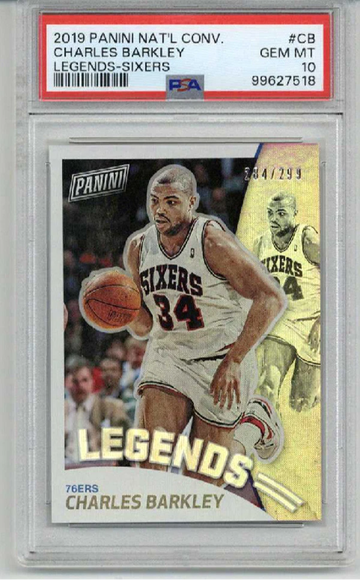 2019 PANINI NATIONAL CONVENTION LEGENDS SIXERS CHARLES BARKLEY /299 PSA 10