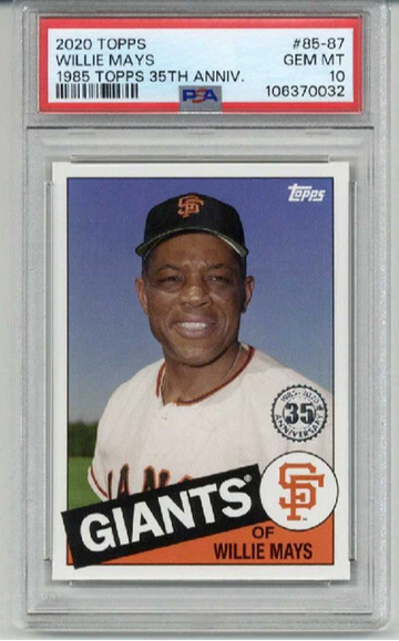 2020 TOPPS 1985 TOPPS 35th ANNIVERSARY WILLIE MAYS CARD GIANTS PSA 10 LOW POP