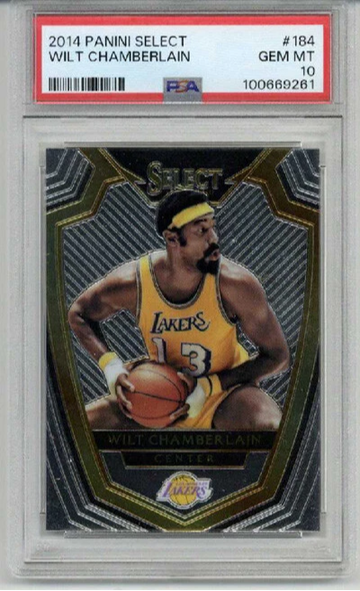 2014 PANINI SELECT #184 WILT CHAMBERLAIN CARD LAKERS PSA 10 LOW POP