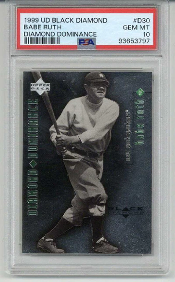 1999 UPPER DECK BLACK DIAMOND DIAMOND DOMINANCE BABE RUTH /1500 PSA 10 LOW POP