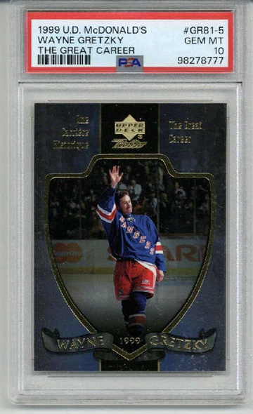 1999 UPPER DECK MCDONALD'S THE GREAT CAREER WAYNE GRETZKY RANGERS PSA 10