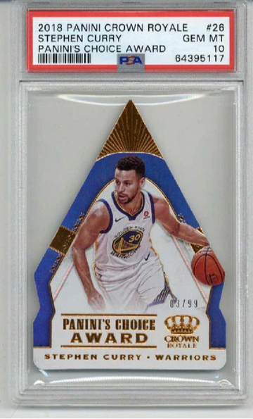 2018 PANINI CROWN ROYALE PANINI'S CHOICE AWARD STEPHEN CURRY /99 PSA 10