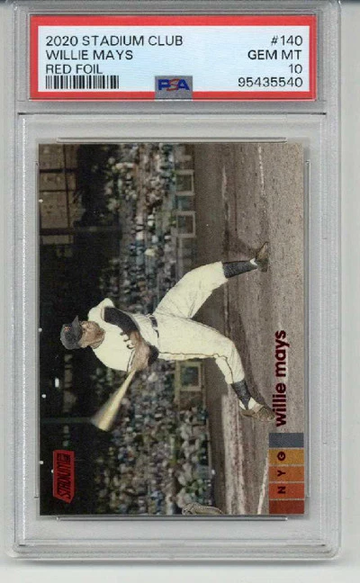 2020 TOPPS STADIUM CLUB RED FOIL #140 WILLIE MAYS CARD GIANTS PSA 10