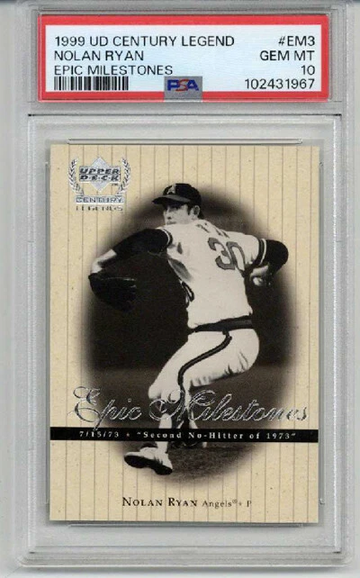 1999 UPPER DECK CENTURY LEGENDS EPIC MILESTONES NOLAN RYAN ANGELS PSA 10