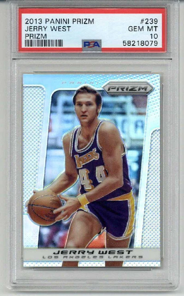 2013 PANINI PRIZM PRIZM #239 JERRY WEST CARD LAKERS PSA 10 LOW POP