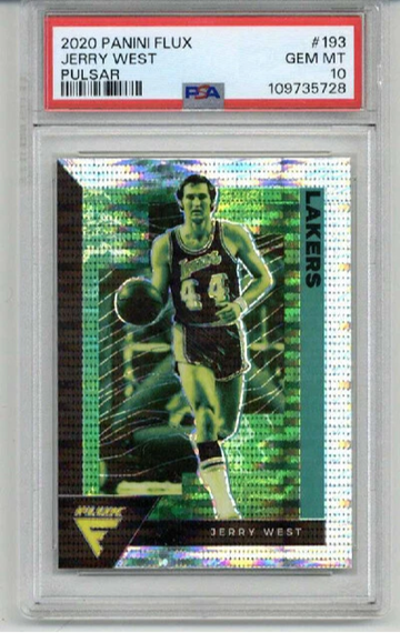 2020 PANINI FLUX PULSAR #193 JERRY WEST CARD LAKERS PSA 10 LOW POP