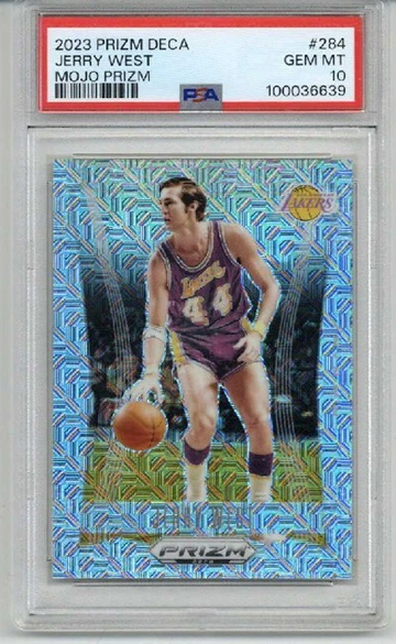 2023 PANINI PRIZM DECA MOJO PRIZM #284 JERRY WEST LAKERS /25 PSA 10 LOW POP