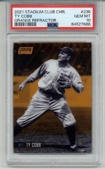2021 TOPPS STADIUM CLUB ORANGE REFRACTOR #236 TY COBB /25 TIGERS PSA 10