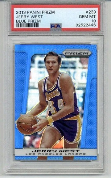 2013 PANINI PRIZM BLUE PRIZM #239 JERRY WEST CARD LAKERS PSA 10 LOW POP