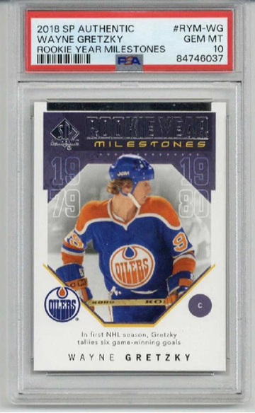 2018 UPPER DECK SP AUTHENTIC ROOKIE MILESTONES WAYNE GRETZKY OILERS PSA 10
