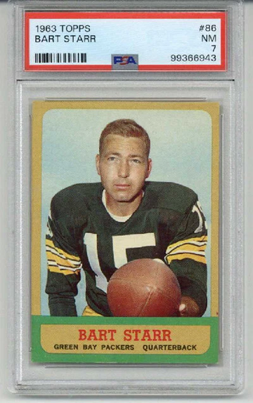 1963 TOPPS #86 BART STARR CARD GREEN BAY PACKERS PSA 7 NEAR MINT CENTERED BEAUTY