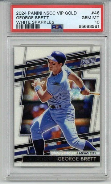 2024 PANINI NSCC VIP GOLD WHITE SPARKLES #317 GEORGE BRETT ROYALS PSA 10