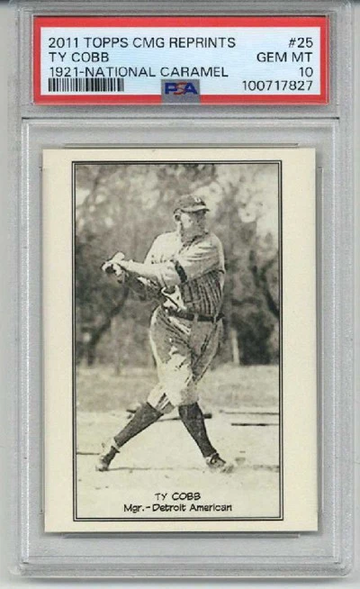 2011 TOPPS CMG REPRINTS 1921 NATIONAL CARAMEL #25 TY COBB TIGERS PSA 10