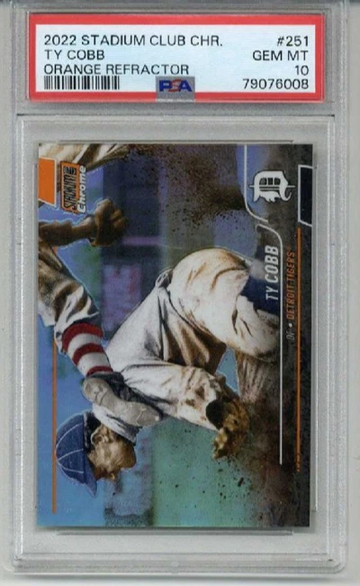 2022 TOPPS STADIUM CLUB CHROME ORANGE REFRACTOR TY COBB TIGERS /25 PSA 10