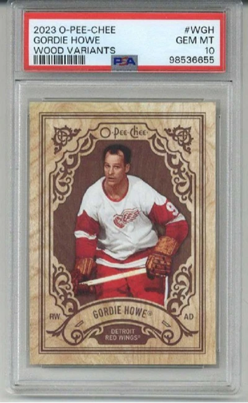 2023 OPC O-PEE-CHEE WOOD VARIANTS #WGH GORDIE HOWE CARD RED WINGS PSA 10