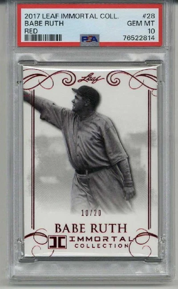 2017 LEAF IMMORTAL COLLECTION RED #28 BABE RUTH /20 YANKEES PSA 10