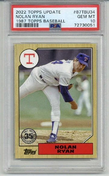 2022 TOPPS UPDATE 1987 TOPPS BASEBALL NOLAN RYAN RANGERS PSA 10 LOW POP