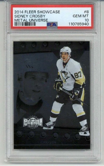 2014 FLEER SHOWCASE METAL UNIVERSE #87 SIDNEY CROSBY PENGUINS PSA 10 LOW POP