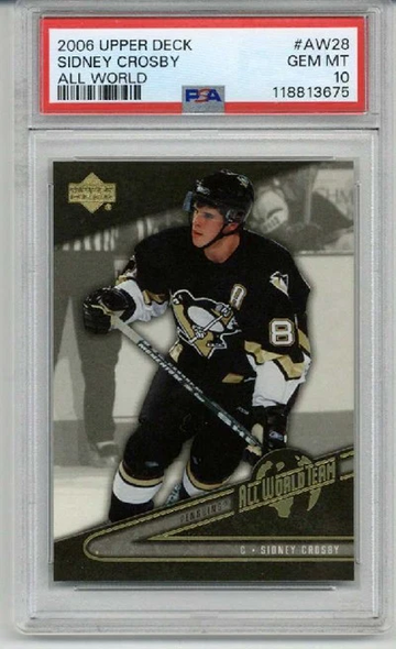 2006 UPPER DECK ALL WORLD SIDNEY CROSBY CARD PITTSBURGH PENGUINS PSA 10
