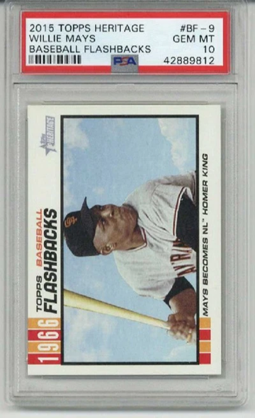 2015 TOPPS HERITAGE BASEBALL FLASHBACKS #BF-9 WILLIE MAYS CARD PSA 10