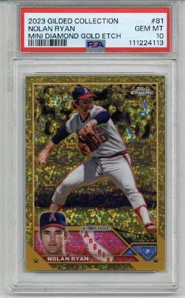 2023 TOPPS GILDED COLLECTION MINI DIAMOND GOLD ETCH NOLAN RYAN ANGELS /50 PSA 10