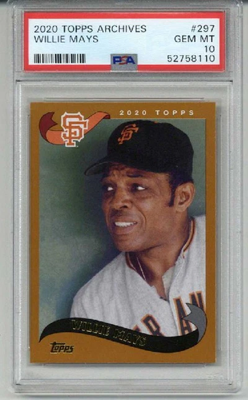 2020 TOPPS ARCHIVES #297 WILLIE MAYS CARD SAN FRANCISCO GIANTS PSA 10 LOW POP