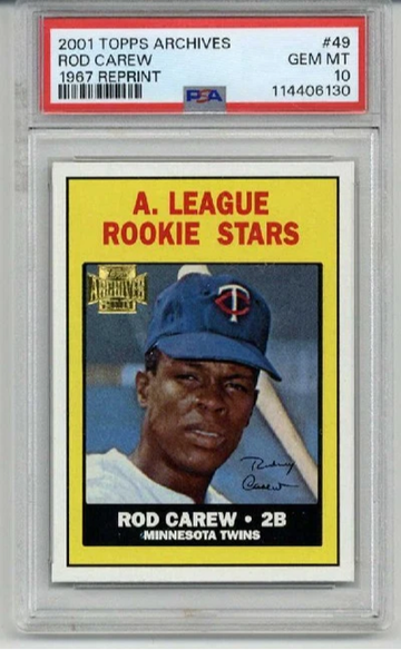 2001 TOPPS ARCHIVES 1967 REPRINT #49 ROD CAREW CARD TWINS PSA 10 LOW POP