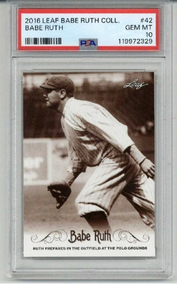 2016 LEAF BABE RUTH COLLECTION #42 BABE RUTH NEW YORK YANKEES PSA 10 LOW POP