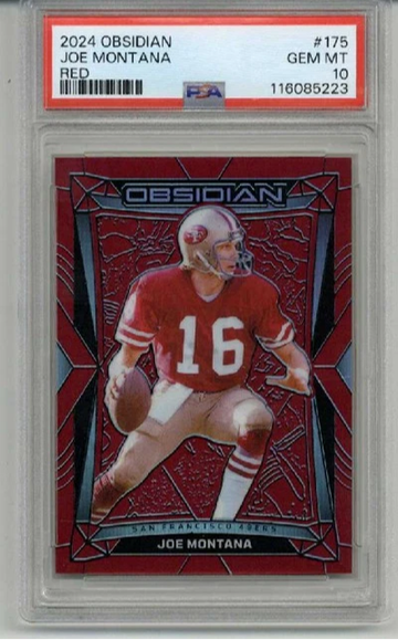 2024 PANINI OBSIDIAN RED #175 JOE MONTANA CARD 49ERS /49 PSA 10 LOW POP