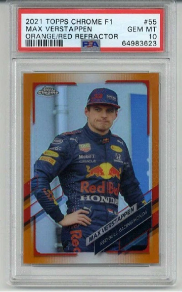2021 TOPPS CHROME F1 ORANGE RED REFRACTOR #55 MAX VERSTAPPEN PSA 10 LOW POP