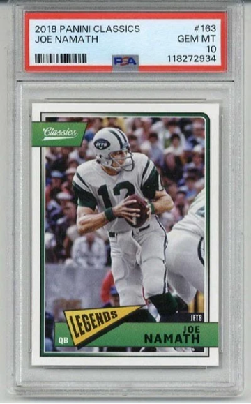2020 PANINI CLASSICS #163 JOE NAMATH CARD NEW YORK JETS PSA 10 LOW POP