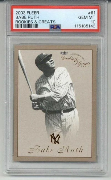 2003 FLEER ROOKIES & GREATS #61 BABE RUTH CARD YANKEES PSA 10 LOW POP