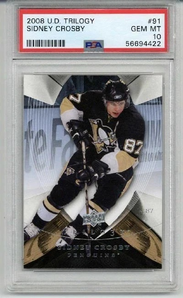 2008 UPPER DECK TRILOGY #91 SIDNEY CROSBY CARD PENGUINS PSA 10 LOW POP VERY RARE